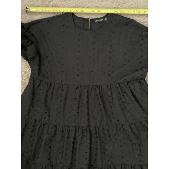 PrettyLittleThing Women Dress US12 Black Broderie Anglaise Smock CLV3671/30/68 - Picture 6 of 8